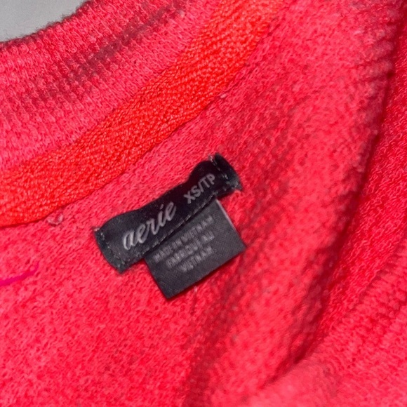 Aerie REAL Neon Coral Terry Sweatshirt Terrycloth Pullover Beach Vacation - Picture 3 of 6